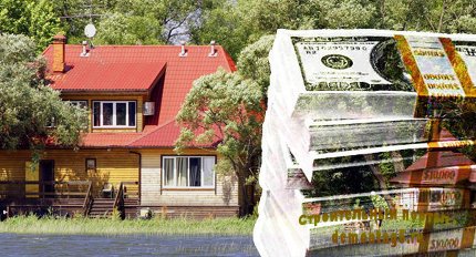 Коттедж, доллары, деньги, цены, дача, загородка, деревянный дом